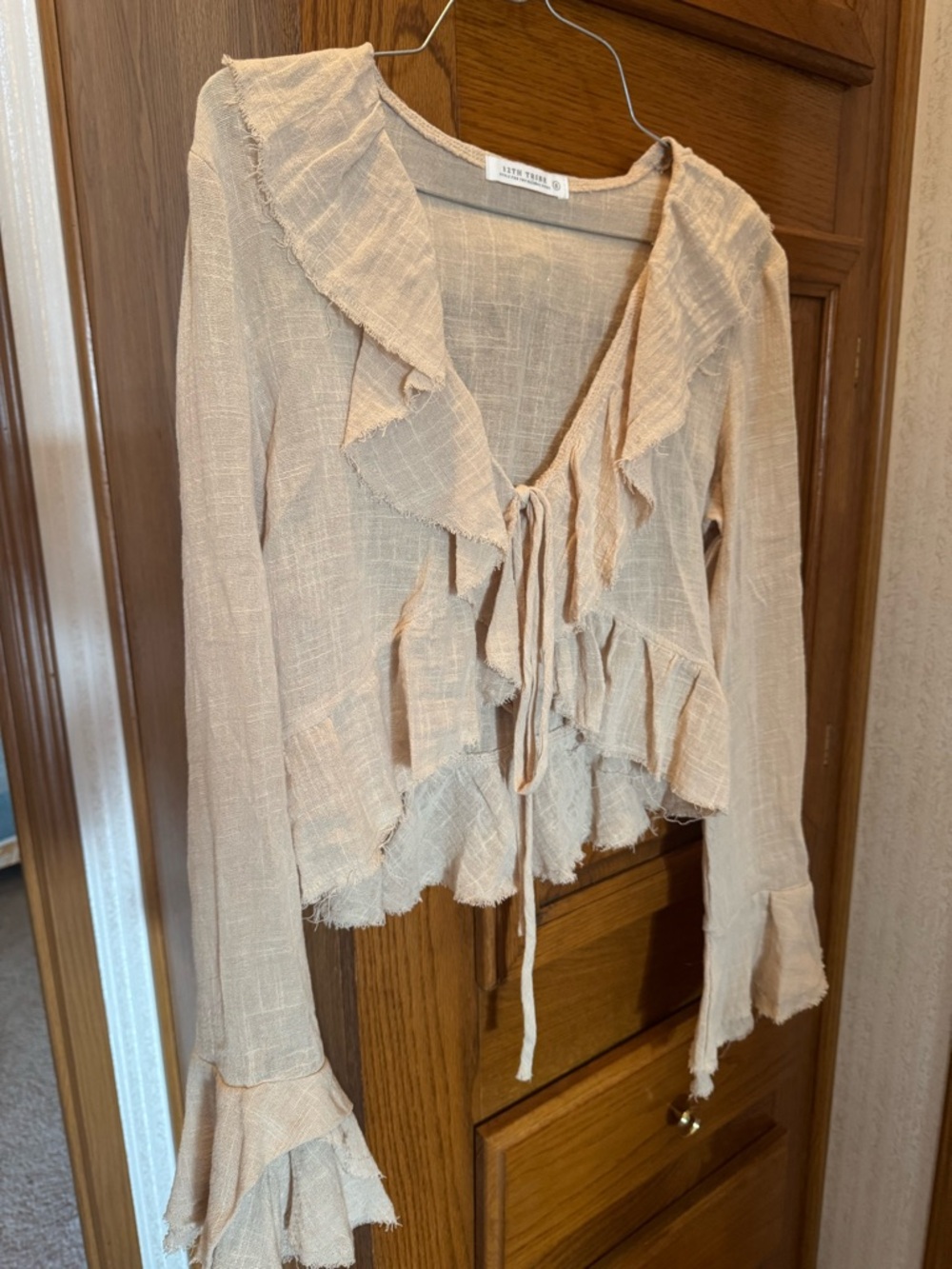 12th Tribe Ruffle Tie-Front Blouse